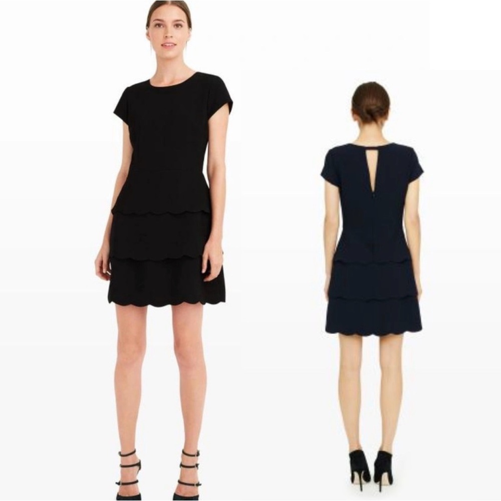 Club Monaco Colby Black Scalloped Short Sleeved Dress - size 2